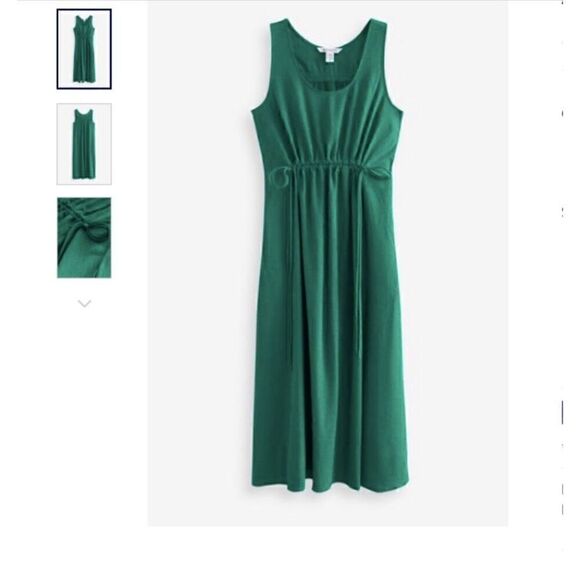 Athleta Emerald Green Echo Midi Dress Size Medium Ruched Waist Maxi Tank - Picture 13 of 13